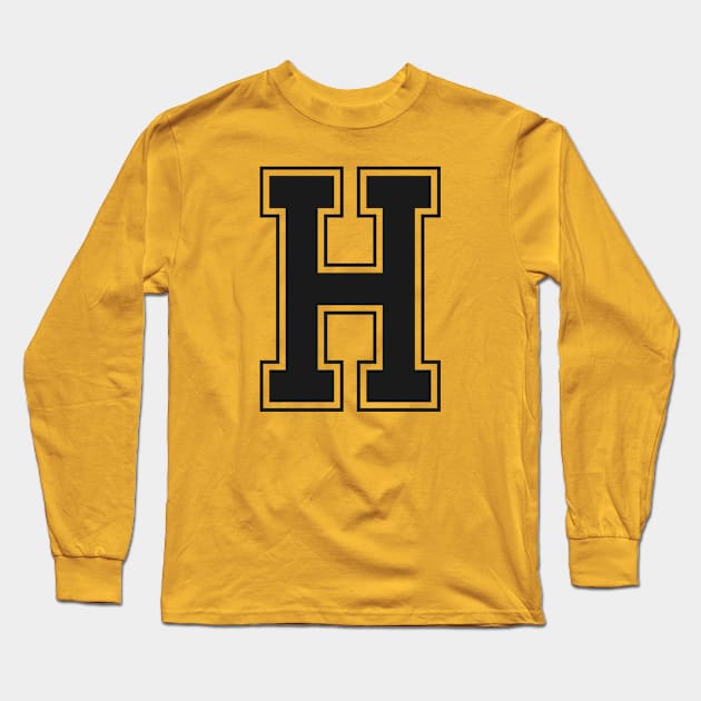 Monogram Black Yellow College House Initial H Long Sleeve T-Shirt by redhomestead